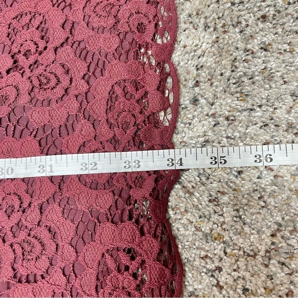 Madewell Magnolia Lace Overlay Short Sleeve Mini Dress in Burgundy Maroon 0 - Picture 11 of 11